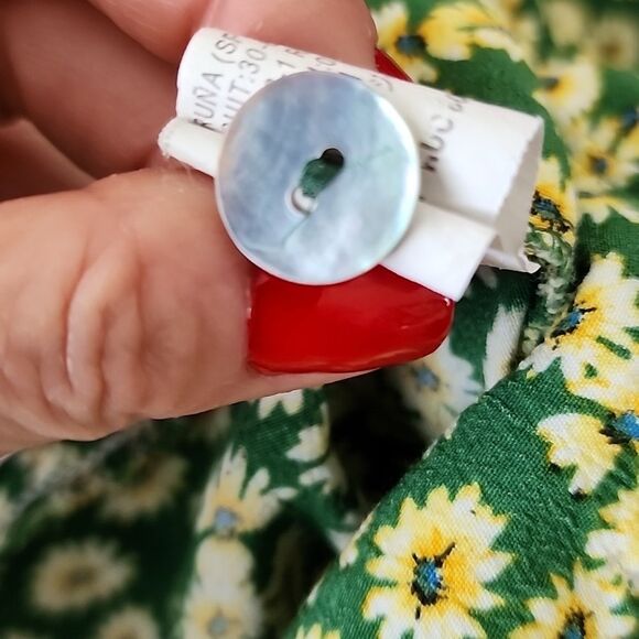 Zara Green Ditsy Floral Button Front Smocked Back Wide Leg Jumpsuit M (T20) - Picture 12 of 14